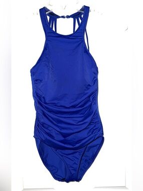 GUC Magicsuit Solids Danika Halter Wire-Free Royal Blue One-Piece Swimsuit